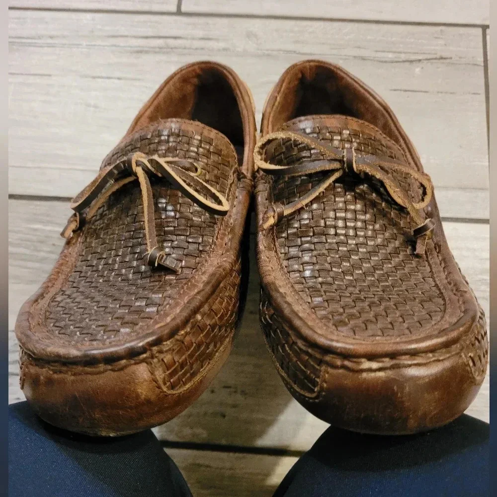 UGG Men's 9 Chester brown woven preppy casual slip-on loafers moccasins shoes